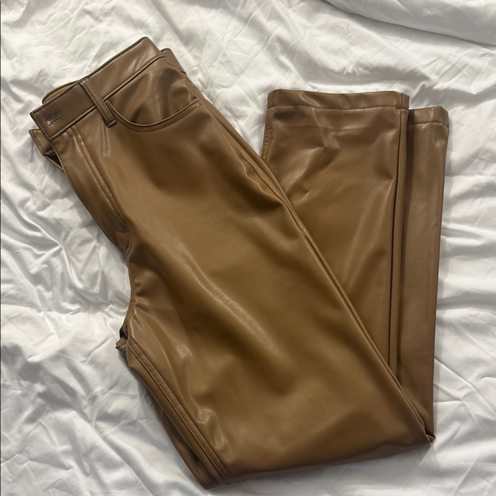 Brown Faux Leather Pants
